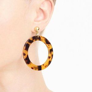 J. Crew Fun Circle Dangle Earrings in Gold/Tortoise